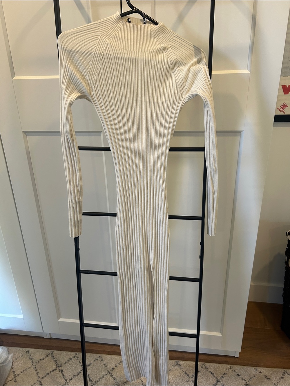Wilfred Ivory Ribbed Long-Sleeve Midi Bodycon Dress